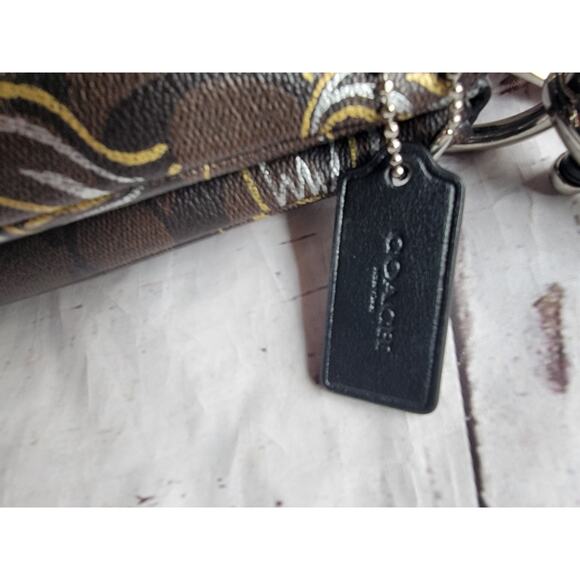 Coach Shoulder Bag Brown Black Signature F77982 ec-20233 Good Condition Floral - Picture 3 of 11